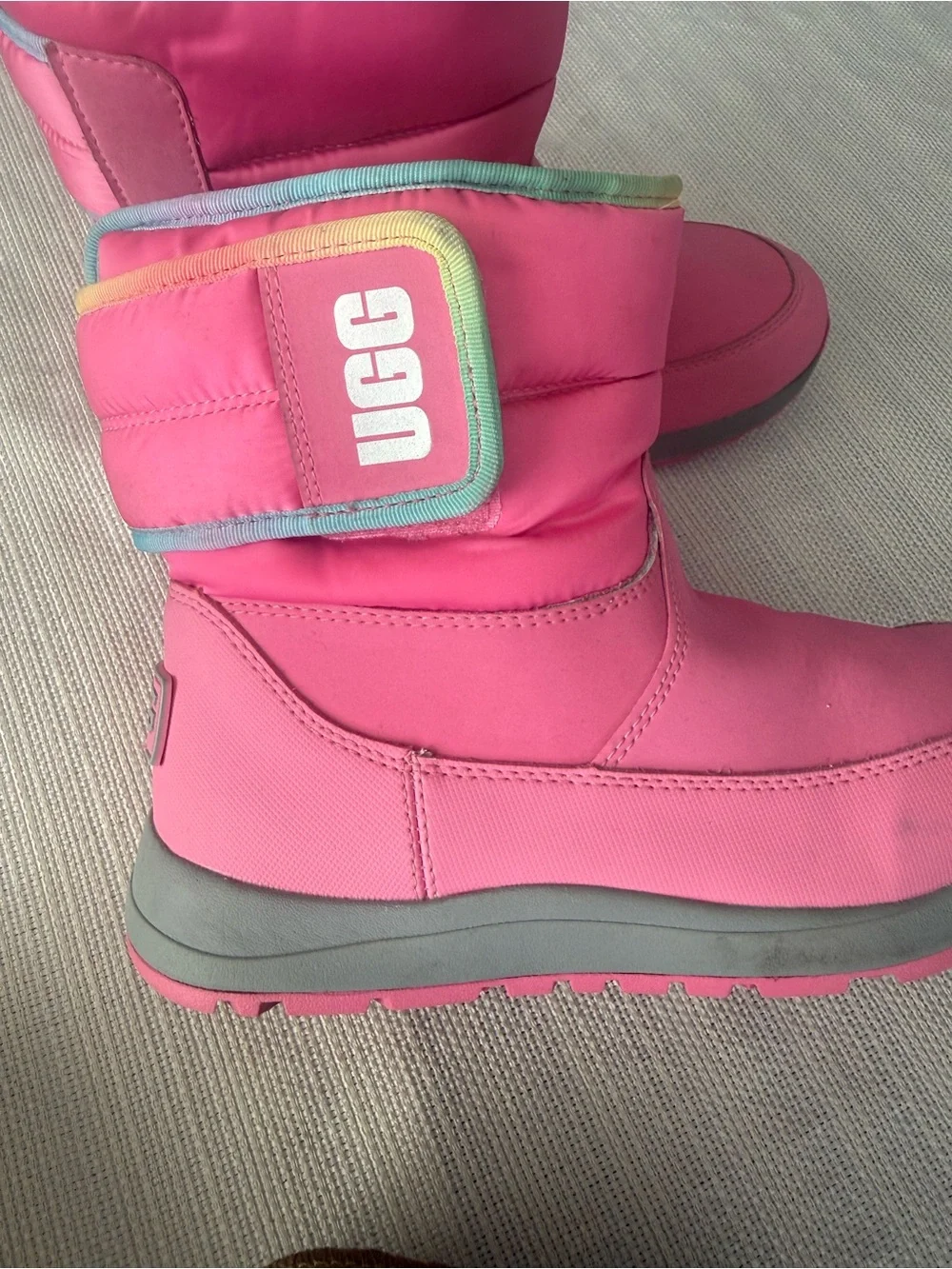 UGG Kids Toty weather boots Bright Pink Winter Boots with Rainbow Trim